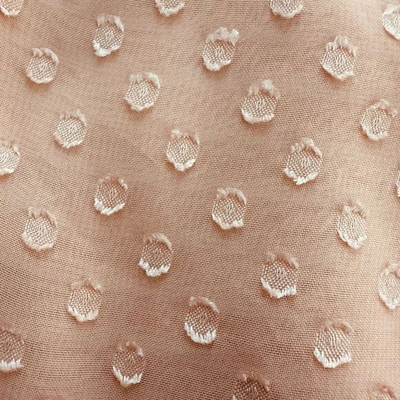 J. Crew peach colored, swiss dot dress with sheer sleeves. - Picture 2 of 6
